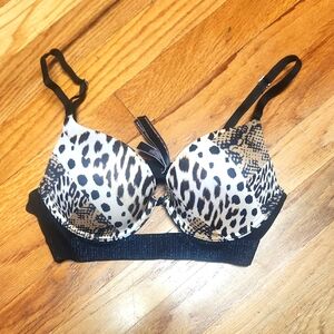 Victoria's Secret Brown and Black Padded Underwire Bra 32B, EUC